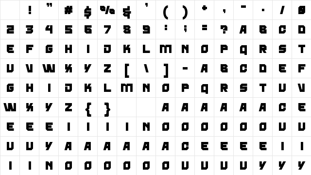 AXOPE Regular Character Map AXOPE Regular Character Map