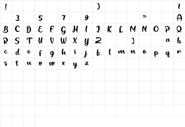 BlackCatty Regular Character Map BlackCatty Regular Character Map