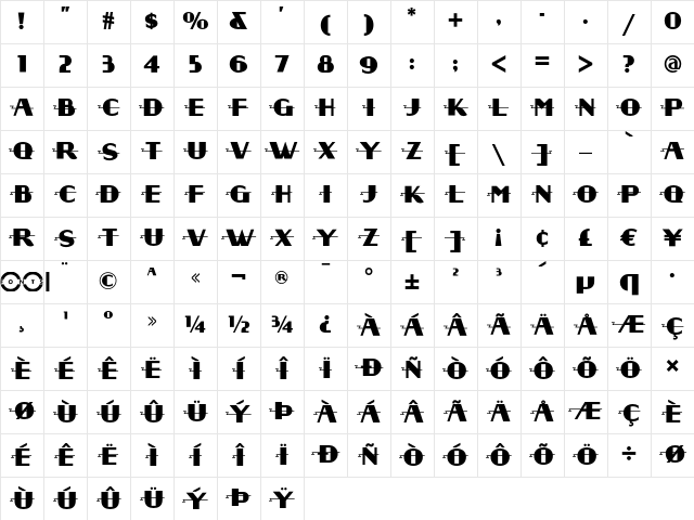 Radio Days NF Regular Character Map