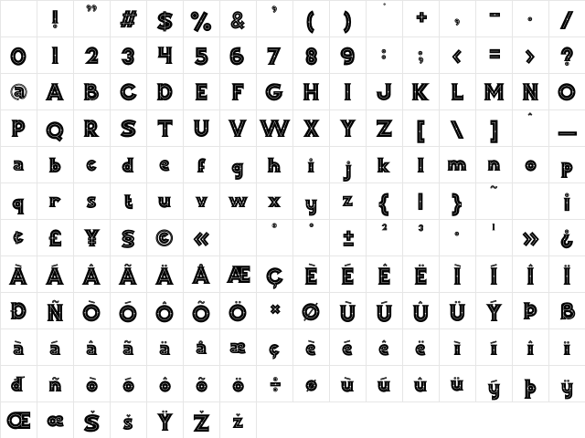 WOODSHED Regular Character Map
