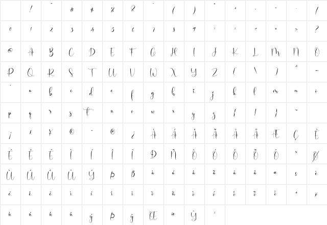 Rosaliana Regular Character Map