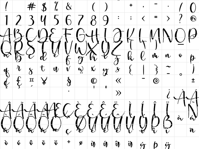 Marbellos Regular Character Map