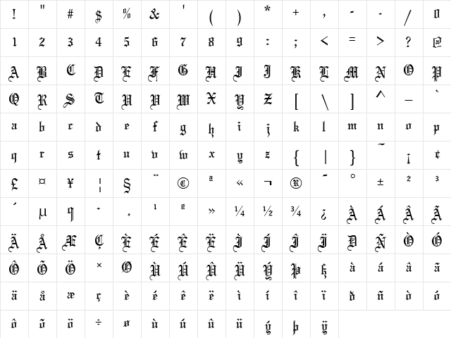 Mariage Normal Character Map
