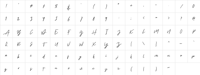 Aurelie Smith DEMO Regular Character Map