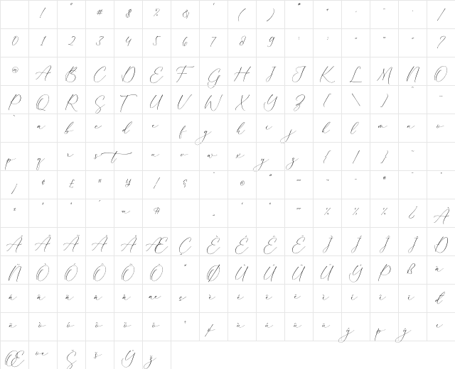 Palmer Corella Regular Character Map