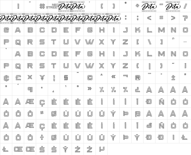 Neon Street Regular Character Map Neon Street Regular Character Map