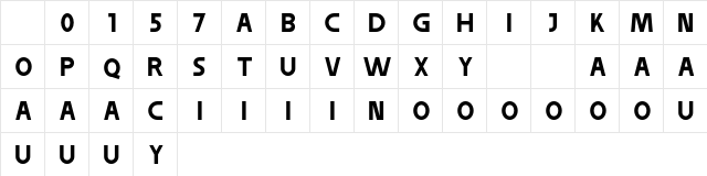 Galgator Free Bold Character Map