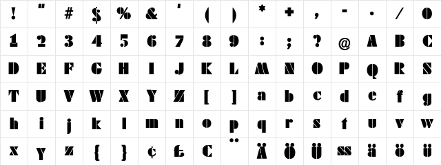 SchabLonski Regular Character Map SchabLonski Regular Character Map
