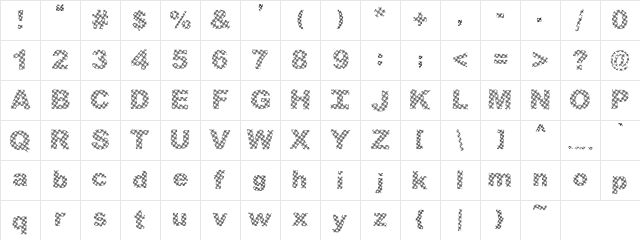 PC Lined Plaid Regular Character Map PC Lined Plaid Regular Character Map