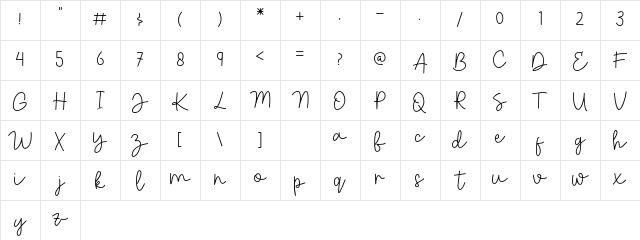 Gradiola Regular Character Map Gradiola Regular Character Map
