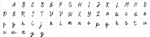 Royalman Regular Character Map