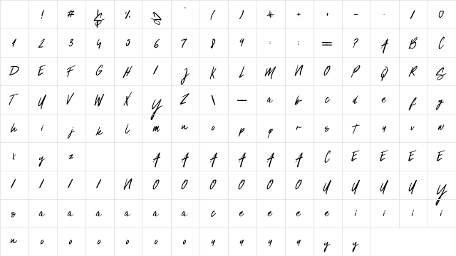 Springs Regular Character Map