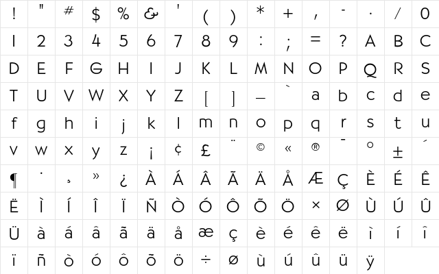 Bernhardt CG Light Regular Character Map Bernhardt CG Light Regular Character Map