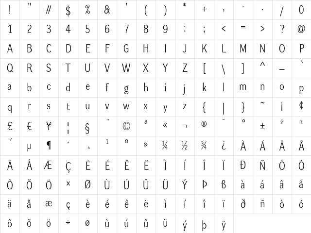 DynaGrotesk LM Regular Character Map DynaGrotesk LM Regular Character Map