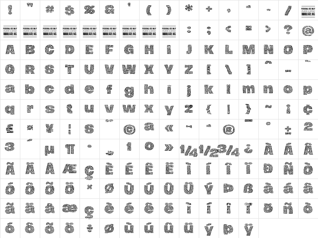 Hierograf Black PERSONAL USE Regular Character Map Hierograf Black PERSONAL USE Regular Character Map