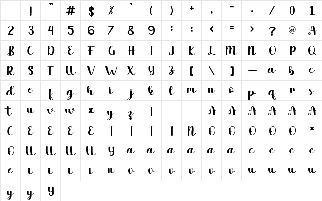 Yume Regular Character Map Yume Regular Character Map