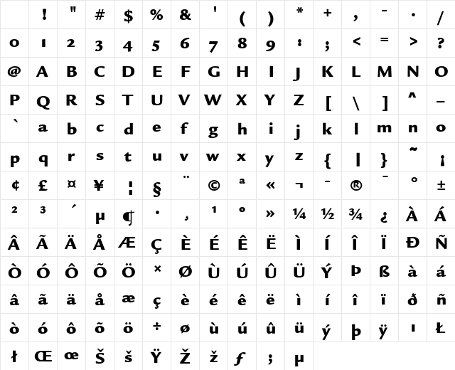 Legacy Sans ITC Ultra Character Map Legacy Sans ITC Ultra Character Map