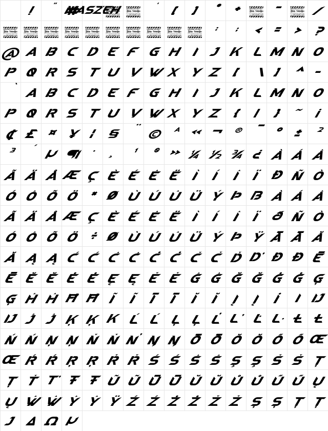 Maszeh Personal Use Regular Character Map Maszeh Personal Use Regular Character Map