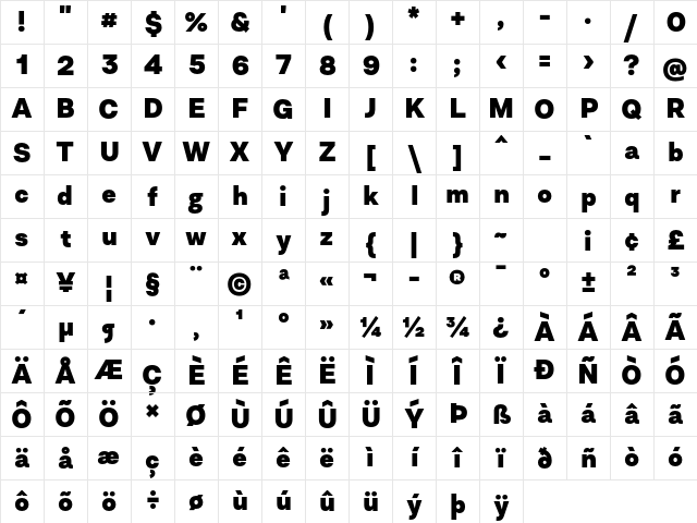 Asket ExtraBold Character Map