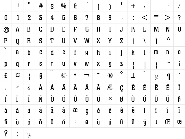 Colossalis BQ Regular Character Map Colossalis BQ Regular Character Map