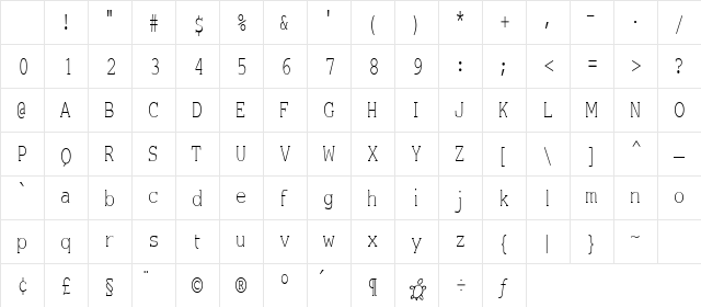 Einzig Serif Character Map Einzig Serif Character Map