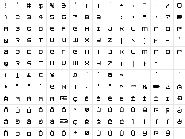 Light Brigade ExtraBold ExtraBold Character Map