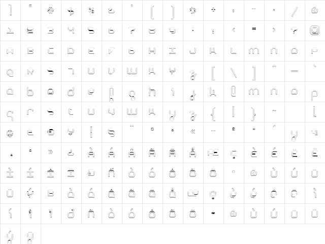 BasixMedium Outline Regular Character Map