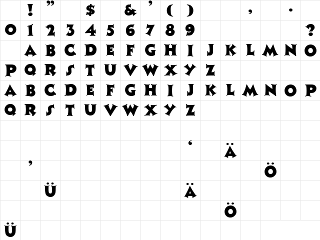 ZaleskiCapsNormal Regular Character Map ZaleskiCapsNormal Regular Character Map