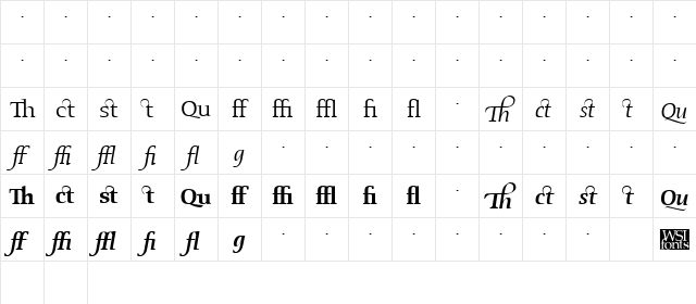 OldstyleFlourishes Regular Character Map