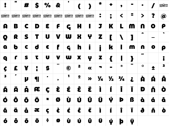 Eastman Grotesque Alt Trial Black Character Map
