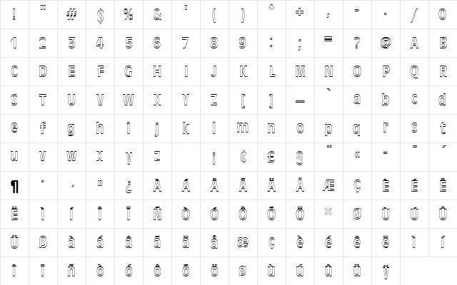 AntiqueOliTRegConOu1 Regular Character Map AntiqueOliTRegConOu1 Regular Character Map