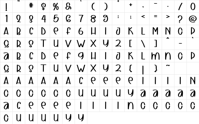 BABY QUEEN Regular Character Map