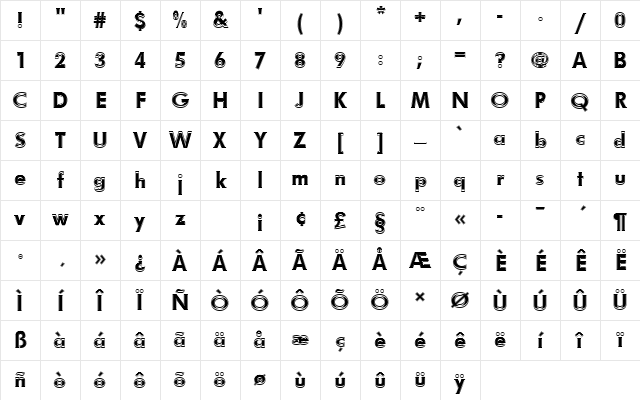 FuturaNo7TMedIn1 Regular Character Map FuturaNo7TMedIn1 Regular Character Map