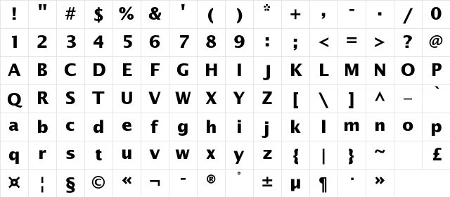 OfficeTypeSansC Bold Character Map OfficeTypeSansC Bold Character Map