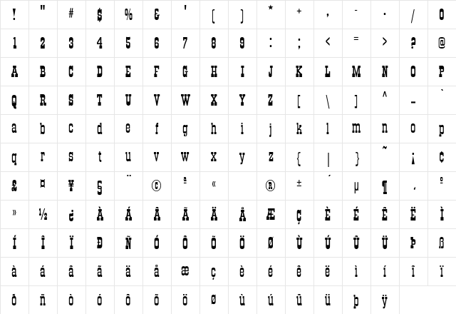OldTown-Normal Regular Character Map