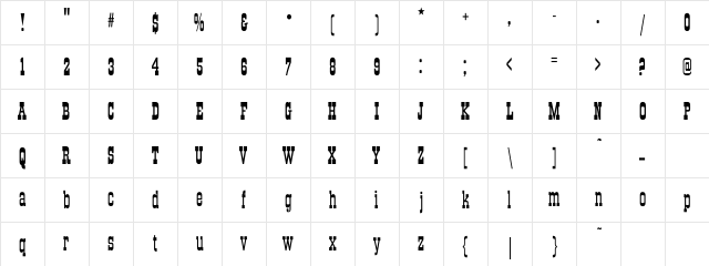 OldTownCnd Regular Character Map