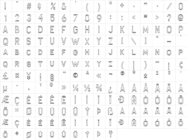 Antone Outline Character Map Antone Outline Character Map