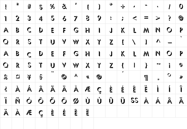 Lachlade Regular Character Map Lachlade Regular Character Map