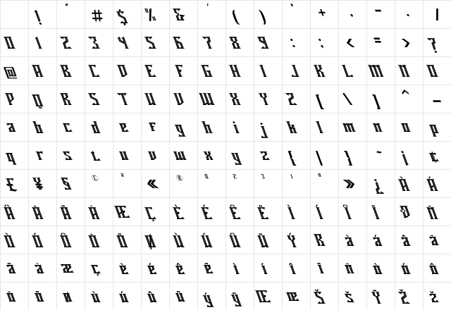 Miles Hunt Oblique Regular Character Map Miles Hunt Oblique Regular Character Map