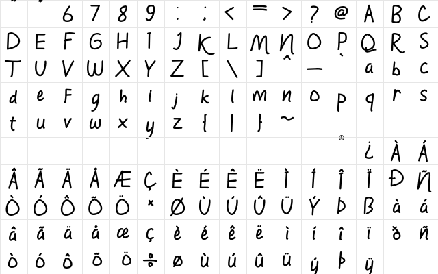 HolidayFunday Regular Character Map HolidayFunday Regular Character Map