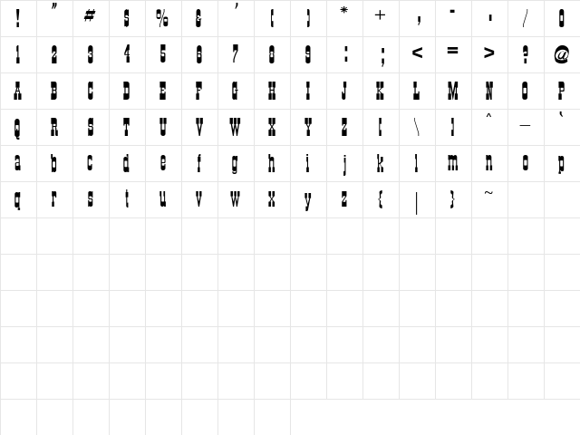 Oldwestern Regular Character Map Oldwestern Regular Character Map