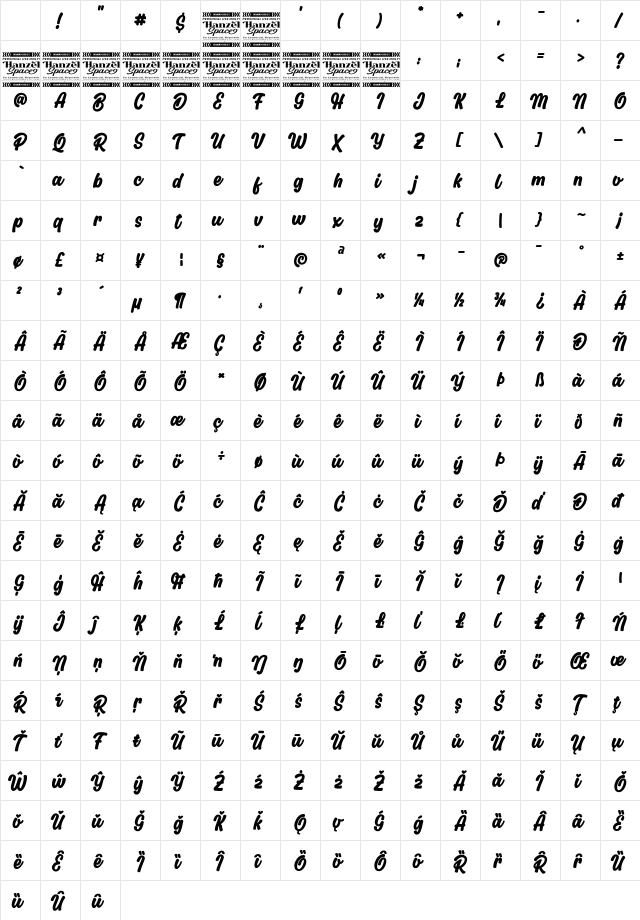 Flicker Regular Character Map Flicker Regular Character Map