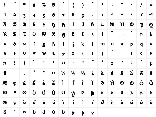 AmherstFraktur LT Std Heavy Regular Character Map AmherstFraktur LT Std Heavy Regular Character Map