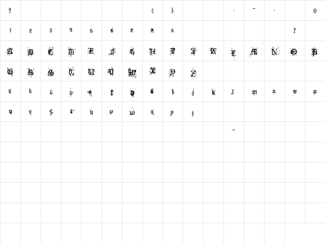 Old English Hearts Regular Character Map