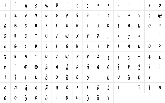 GoodBoom Regular Character Map GoodBoom Regular Character Map
