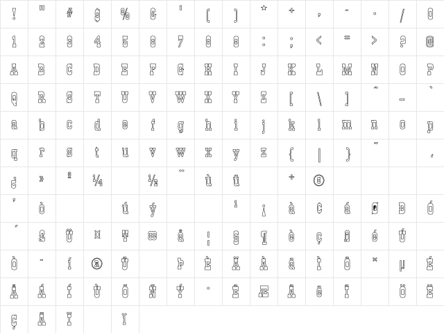 Old-TownExt-Normal Hollow Regular Character Map