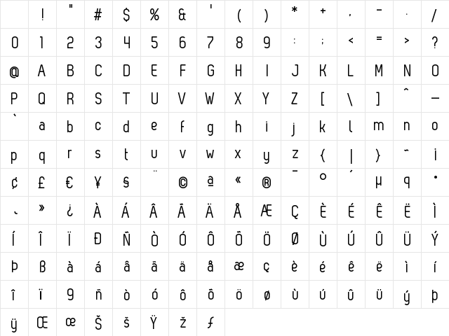 Zag Regular Character Map Zag Regular Character Map
