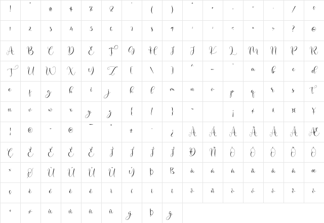 Adelia Regular Character Map Adelia Regular Character Map