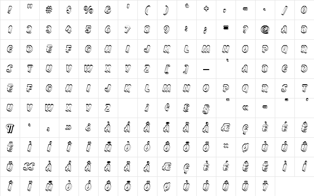 BalloonDroShaDOu1 Regular Character Map BalloonDroShaDOu1 Regular Character Map