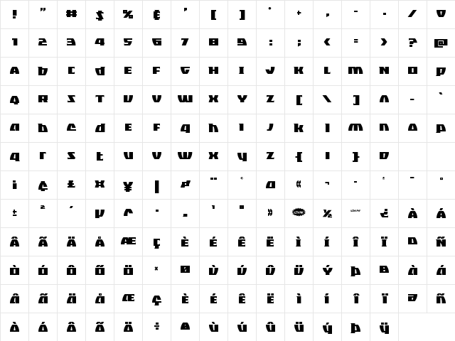 Black Bishop Condensed Condensed Character Map